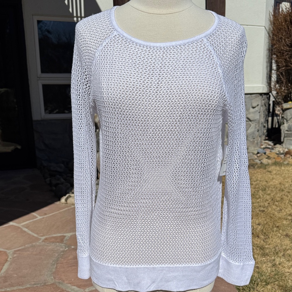 525 America White Open-Knit Mesh Top or Swim Coverup
